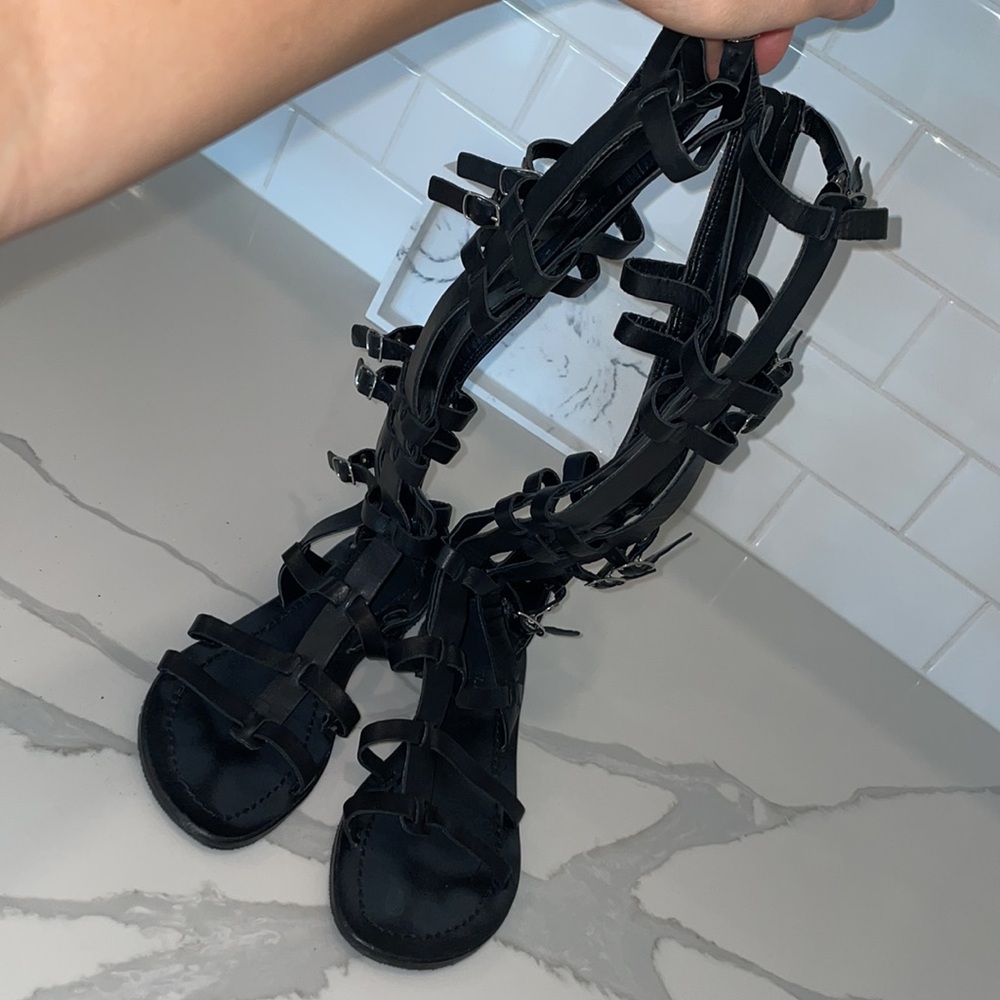 KURT GEIGER CARVELA Black Leather Gladiator Sandals Made in Italy Size 36 (6US) - Picture 11 of 14